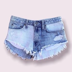 Carmar Denim Striped Cutoff Distressed jean shorts